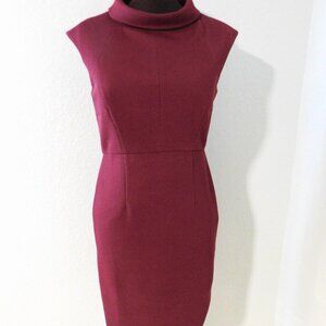 Alex Marie Burgandy Wine Roll Neck Sleeveless Sheath Lined Dress – Size Small